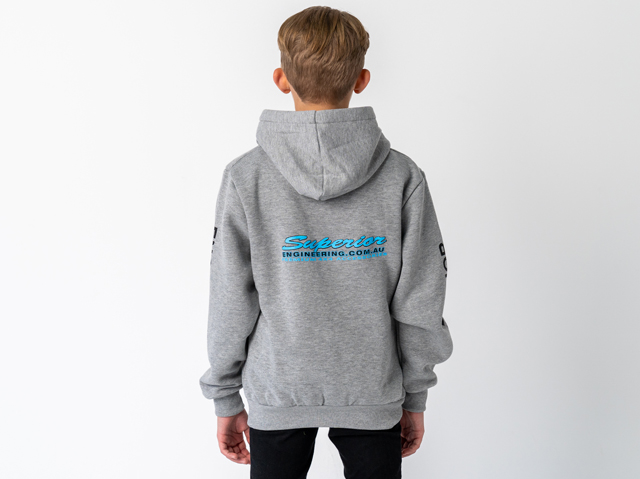 Superior Youth Hoodie Grey Marle with Sleeve Logo (Each) - SUP-HOODIE-LOGO-Y-GREY-XXX
